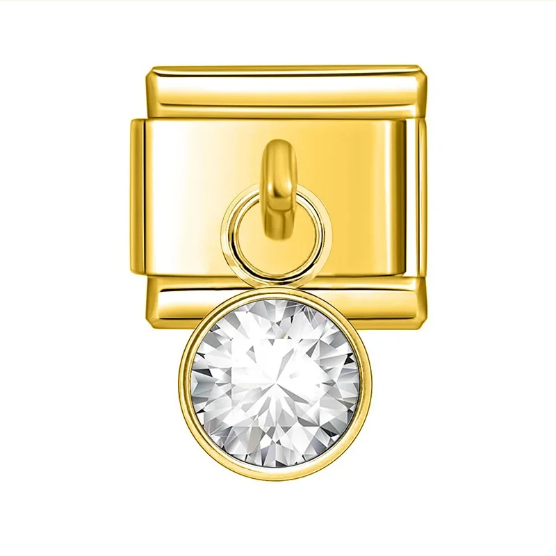 Gold Birthstone Crystal Dangle Italian Charm - Image 10