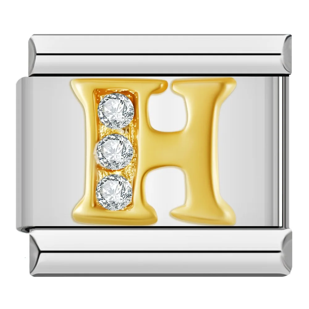 Gold Crystal Letter Italian Charms A to Z - Image 17