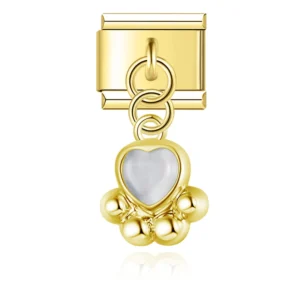Paw Print Heart Dangle Italian Charms