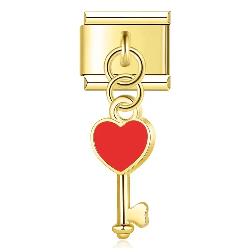 Gold Love, Lips and Lollipop Dangle Italian Charms - Image 8
