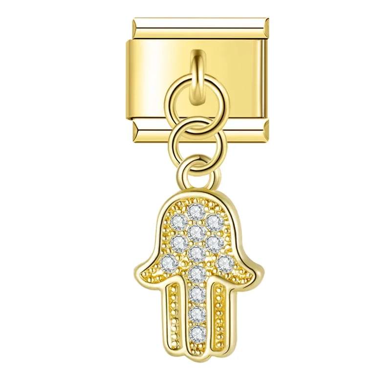 Gold Hamsa, Mask and Heel Dangle Italian Charms - Image 12