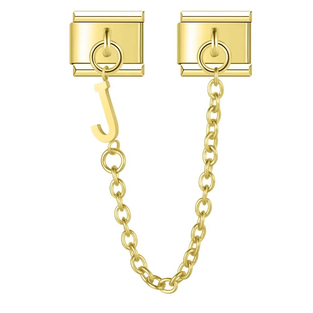 Gold Initial Safety Chain Italian Charms - Image 12