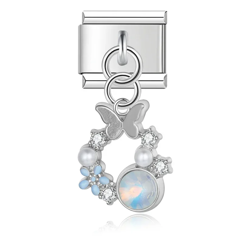 Cross, Pearl and Crystal Dangle Italian Charms - Image 16