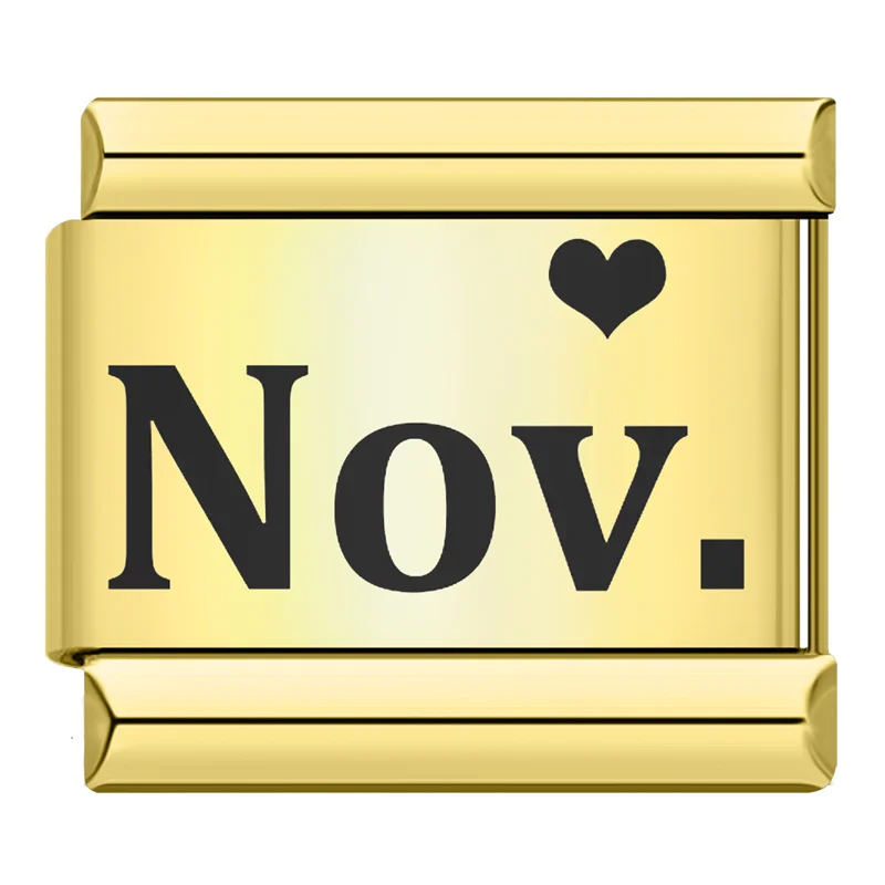 Gold Month Name Heart Italian Charm - Image 15