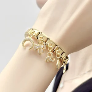 Gold Crystal Symbol Dangle Italian Charms