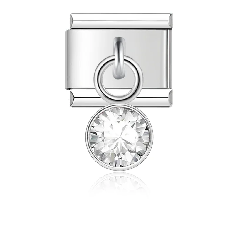 Silver Birthstone Crystal Dangle Italian Charm - Image 6