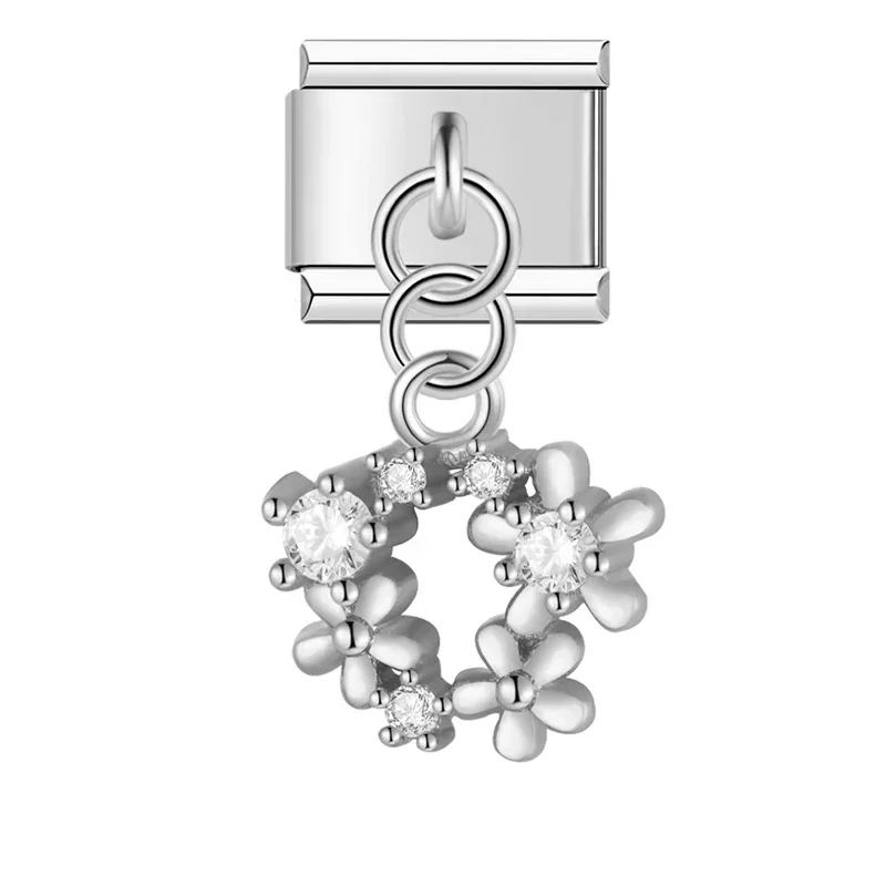 Crystal Compass and Flower Dangle Italian Charms - Image 4
