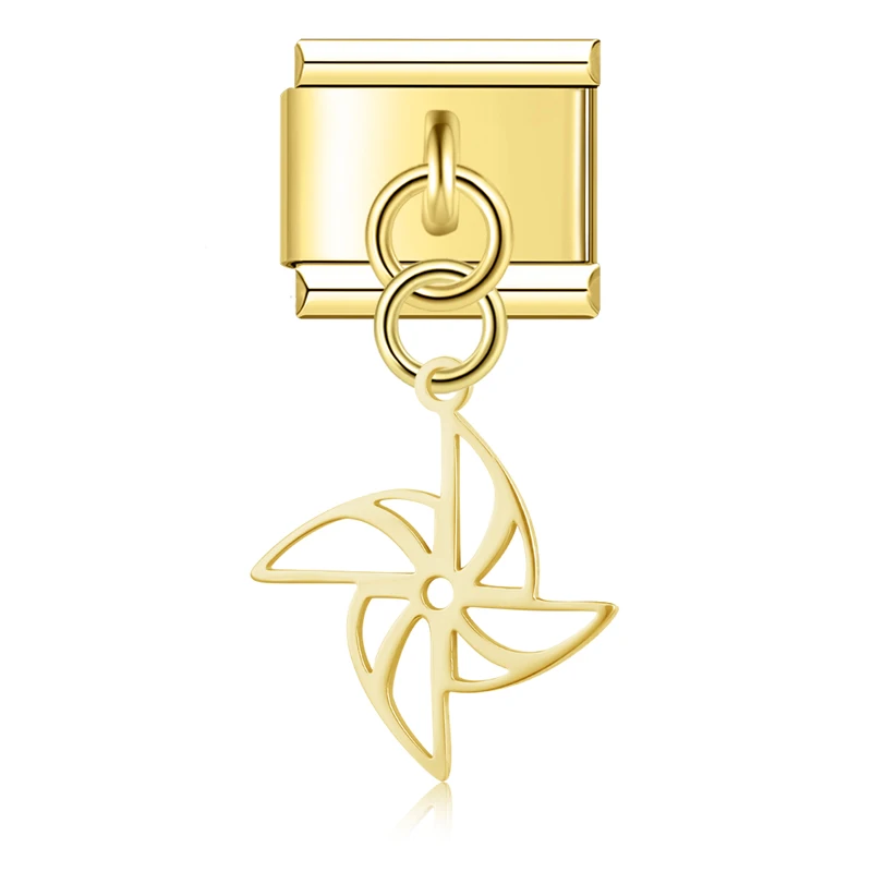 Flower, Mushroom and Puzzle Dangle Italian Charms - Image 7