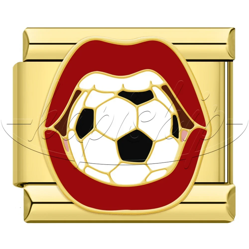 Football and Gold Sports Italian Charms - Image 2