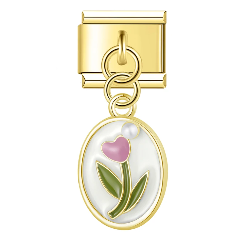 Tulip Cameo Dangle Italian Charms - Image 9