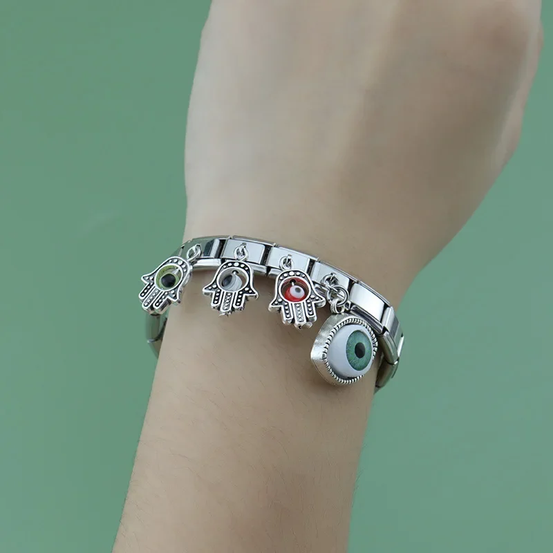 Evil Eye and Hamsa Dangle Italian Charms