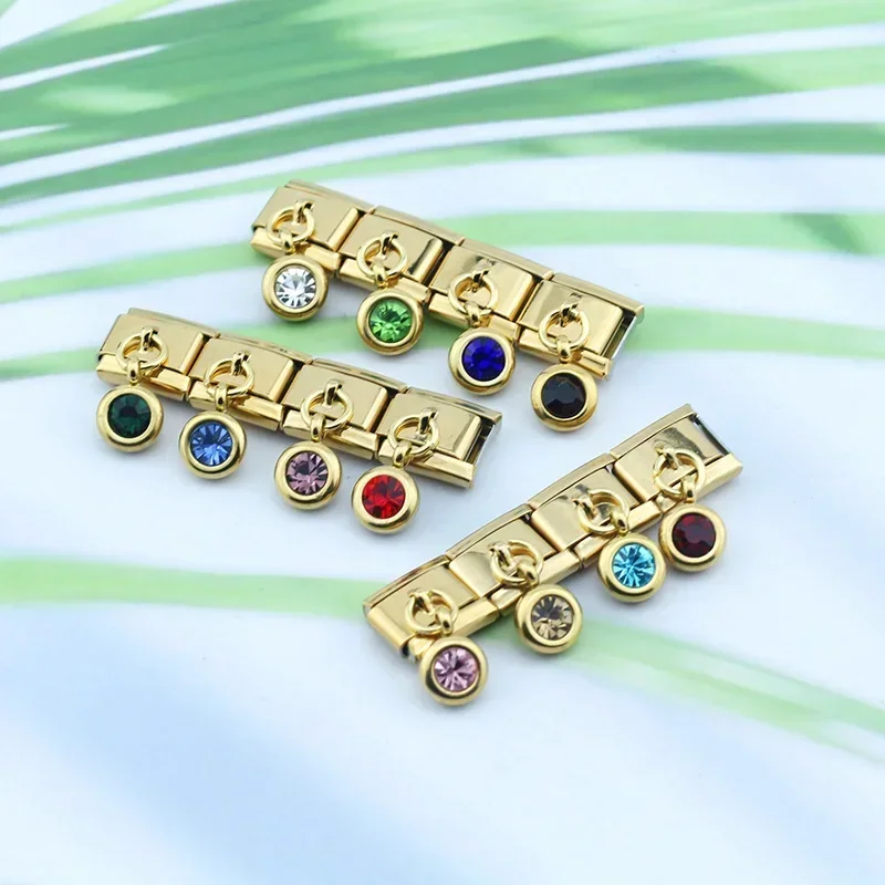Petite Gold Birthstone Drop Italian Charm - Image 2