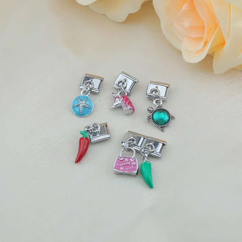 Chilli, Unicorn and Turtle Dangle Italian Charms - Image 3