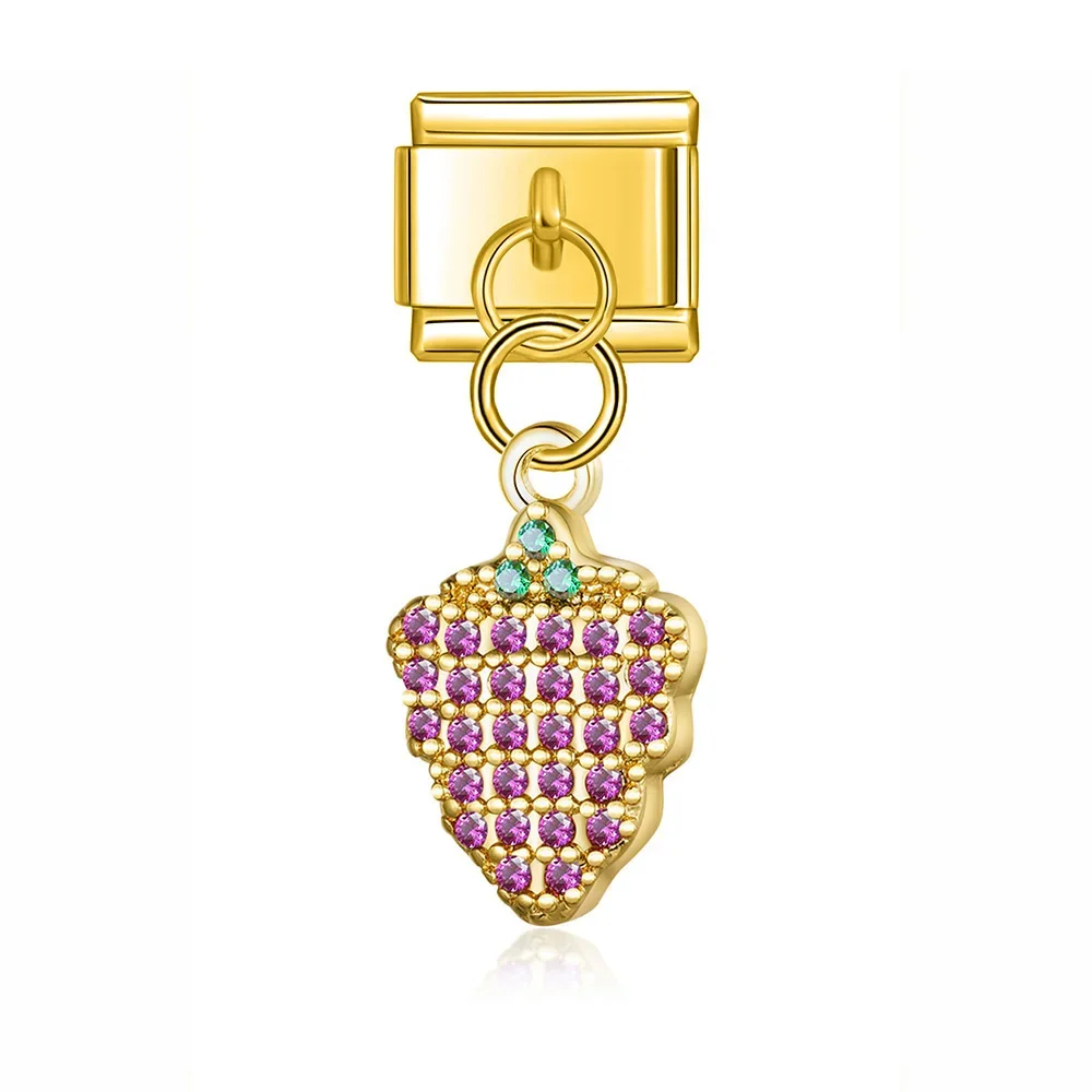 Crystal Fruit and Mushroom Dangle Italian Charms - Image 13