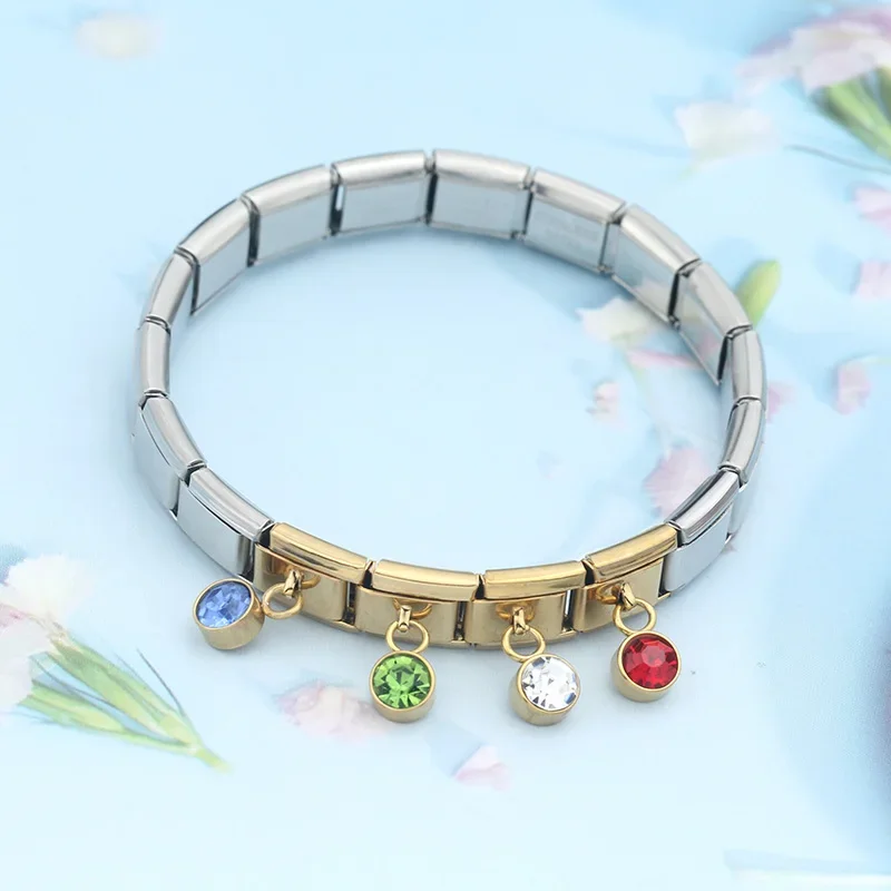 Gold Birthstone Crystal Dangle Italian Charm - Image 3