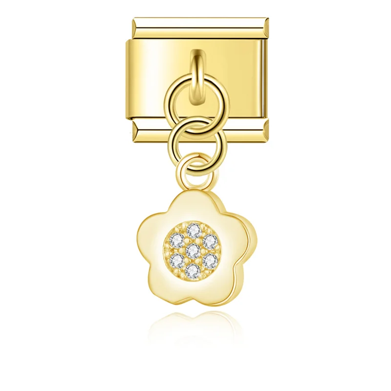 Crystal Flower and Puppy Dangle Italian Charms - Image 10