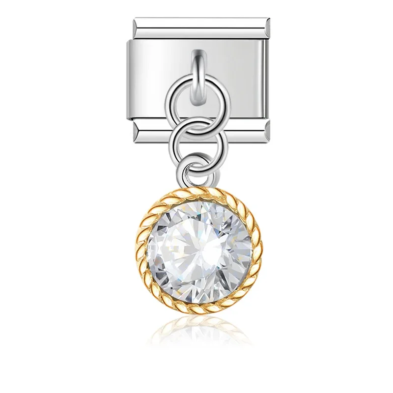 Birthstone Crystal Heart Italian Charms - Image 8