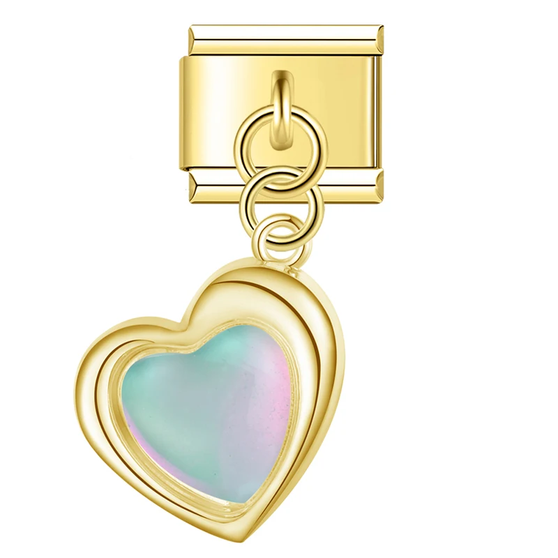 Opal Heart and Sunburst Dangle Italian Charms - Image 4