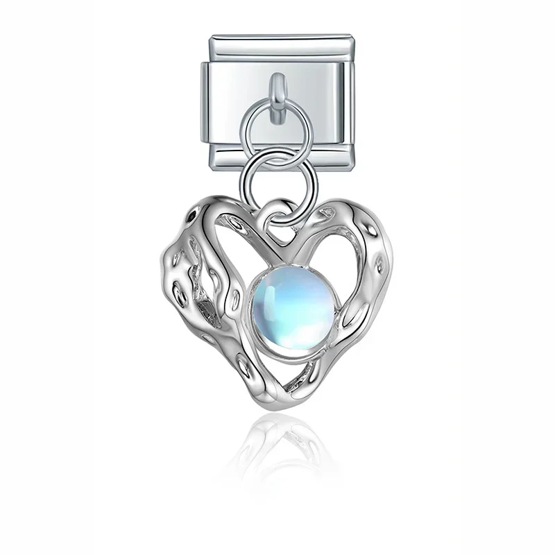 Moonstone Tulip and Heart Dangle Italian Charms - Image 6