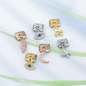 Evil Eye, Butterfly and Moon Dangle Italian Charms
