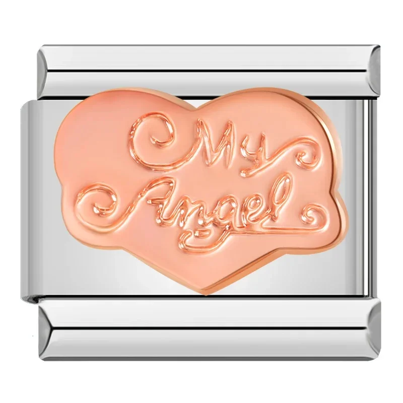 Rose Gold Angel, Mum and Key Italian Charms