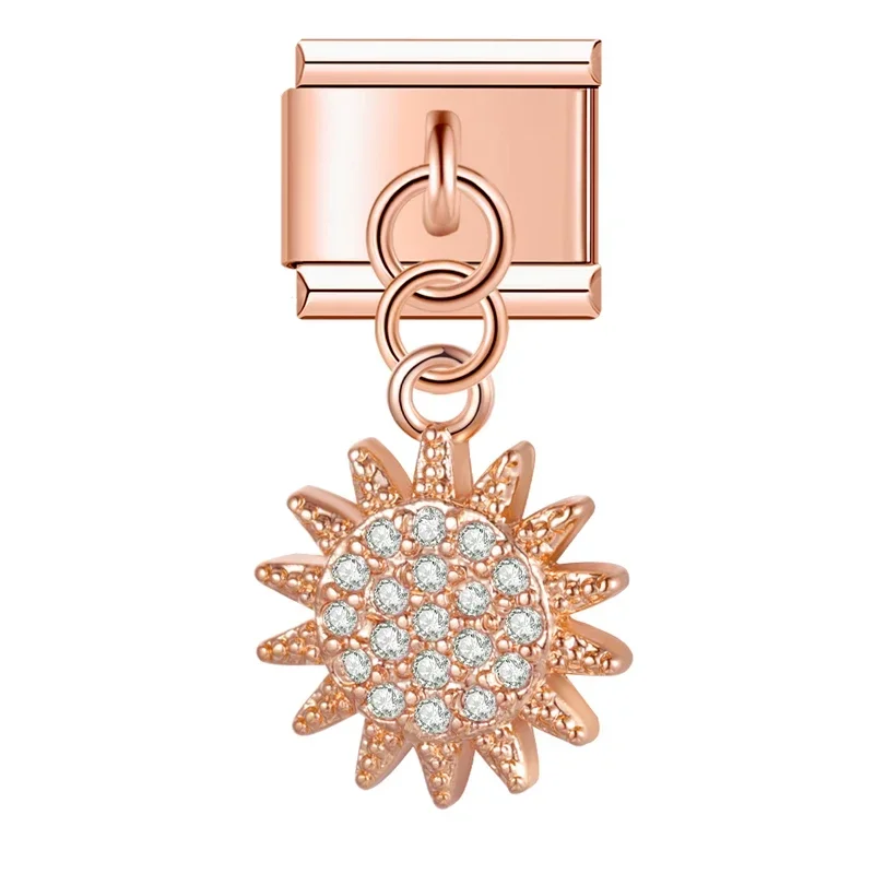 Rose Gold Crystal Symbol Dangle Italian Charms - Image 22