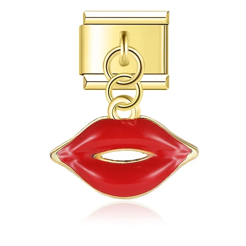 Gold Love, Lips and Lollipop Dangle Italian Charms - Image 4