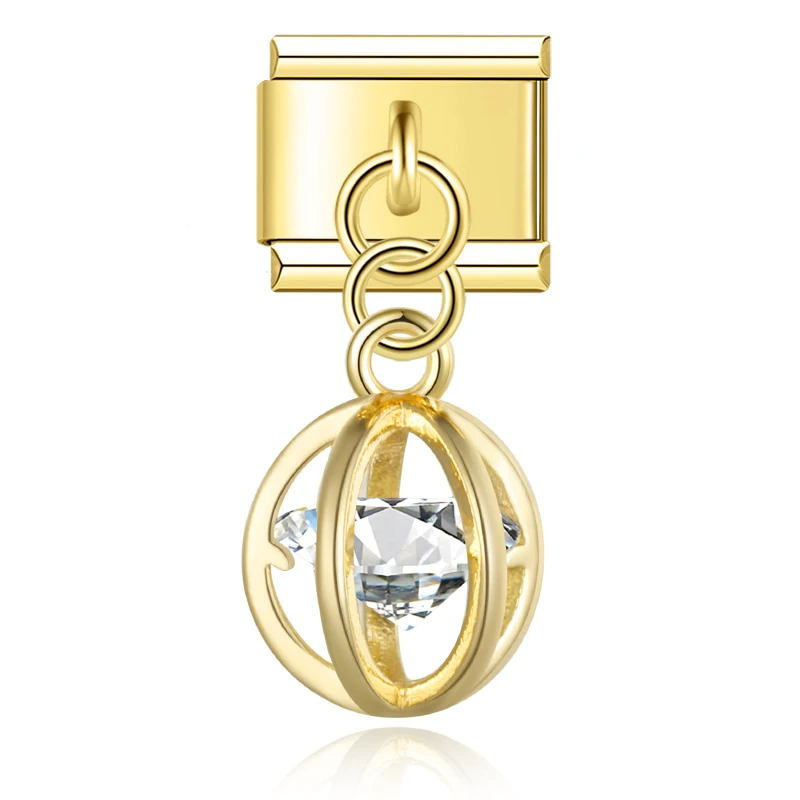 Crystal Crown and Star Gold Dangle Italian Charms - Image 6