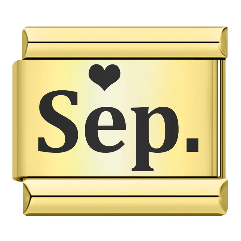 Gold Month Name Heart Italian Charm - Image 13