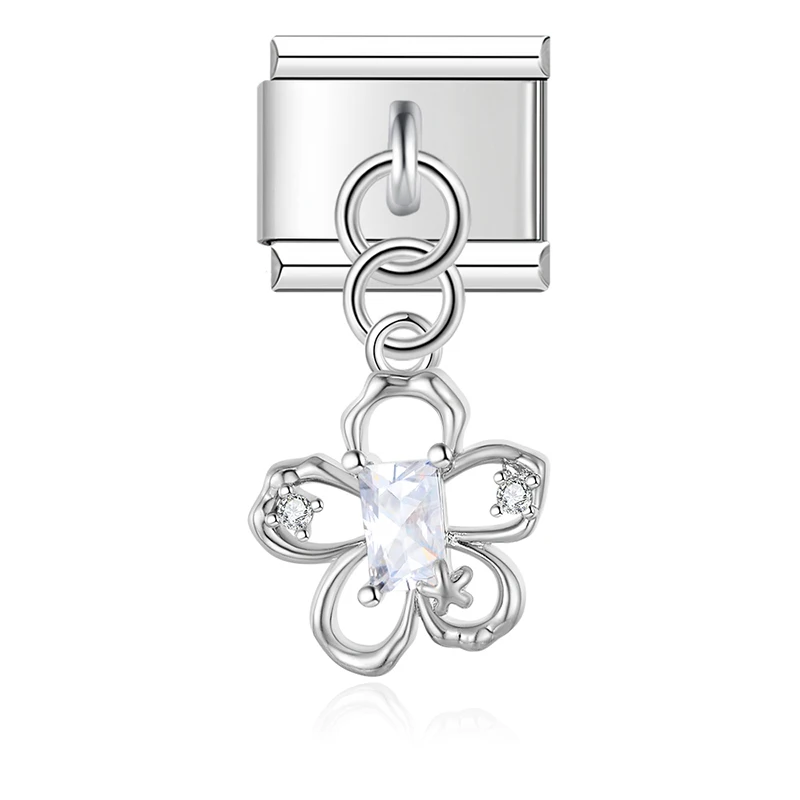 Crystal Flower Dangle Italian Charms - Image 4