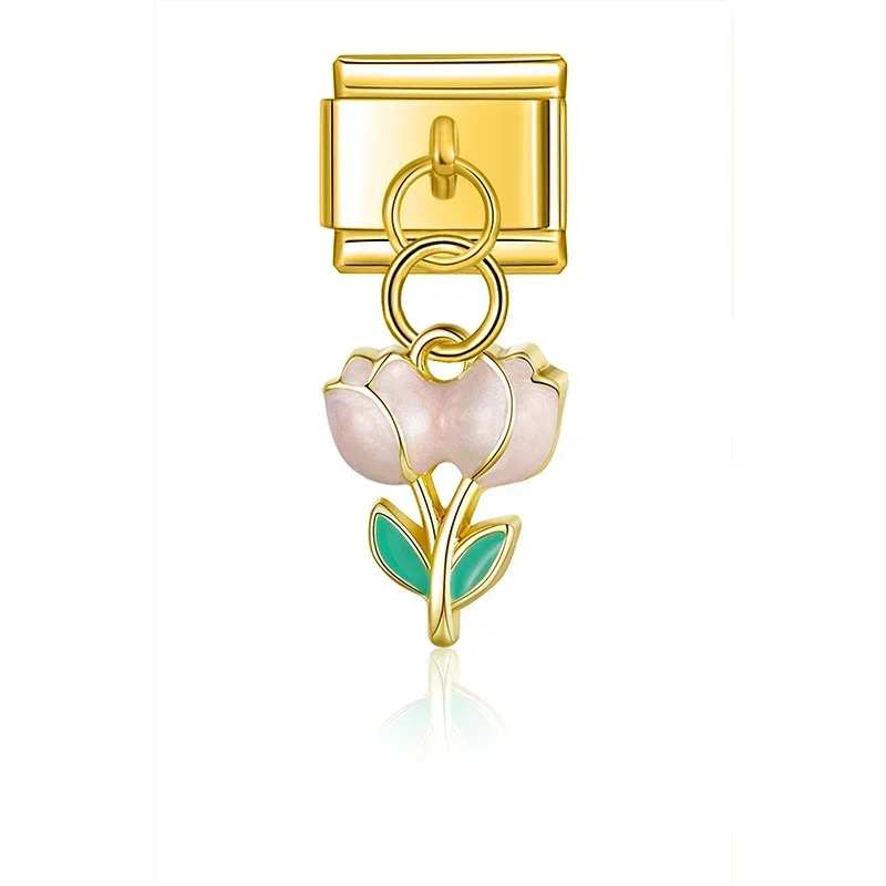 Moonstone Tulip and Heart Dangle Italian Charms - Image 14