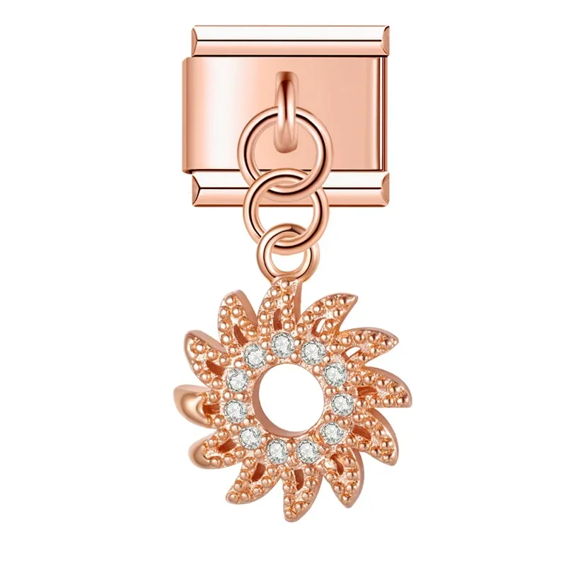Rose Gold Crystal Symbol Dangle Italian Charms - Image 9