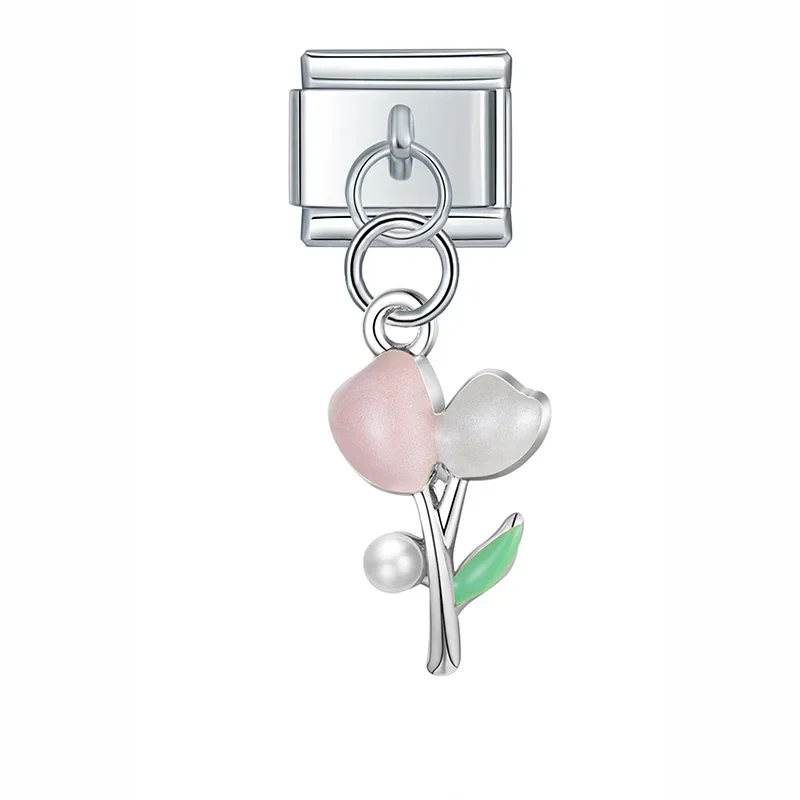 Moonstone Tulip and Heart Dangle Italian Charms - Image 17