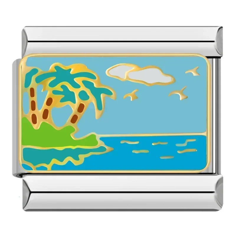 Moon, Star, Cat and Seaside Italian Charms