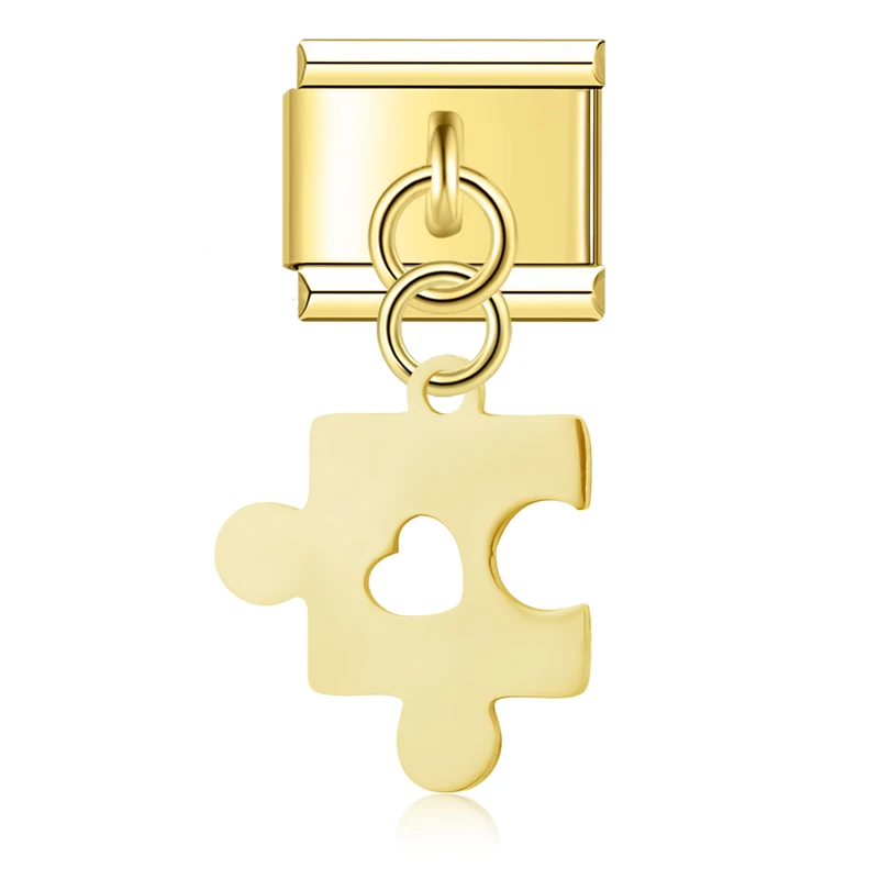 Flower, Mushroom and Puzzle Dangle Italian Charms - Image 9