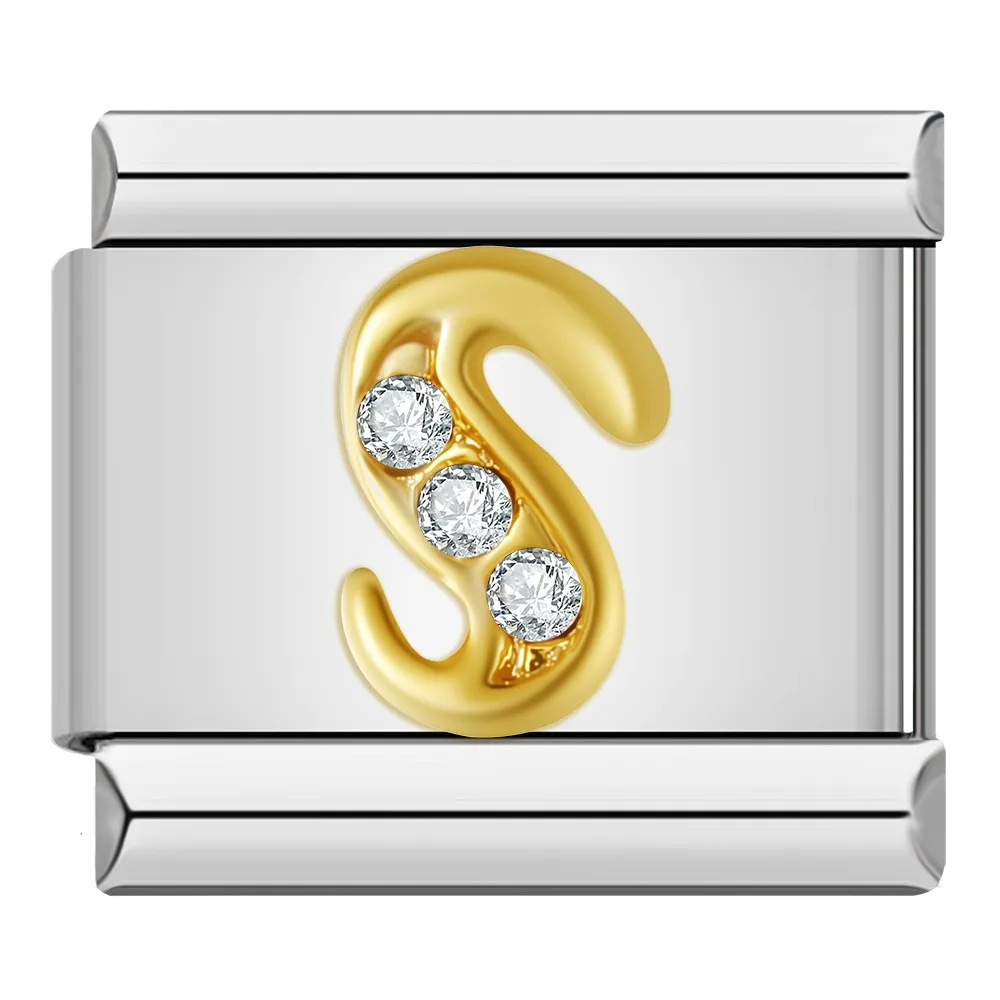 Gold Crystal Letter Italian Charms A to Z - Image 14