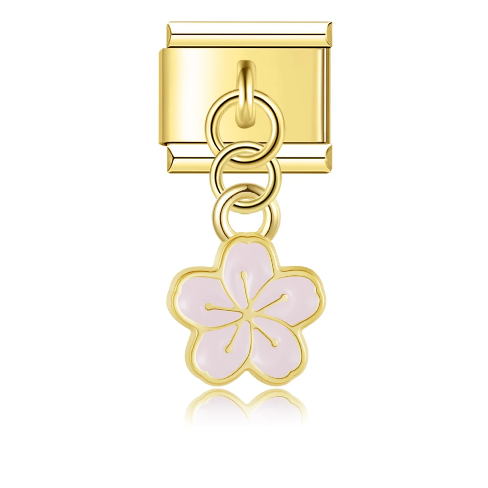 Pearl Heart and Flower Gold Dangle Italian Charms - Image 5
