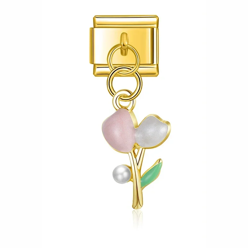 Moonstone Tulip and Heart Dangle Italian Charms - Image 16