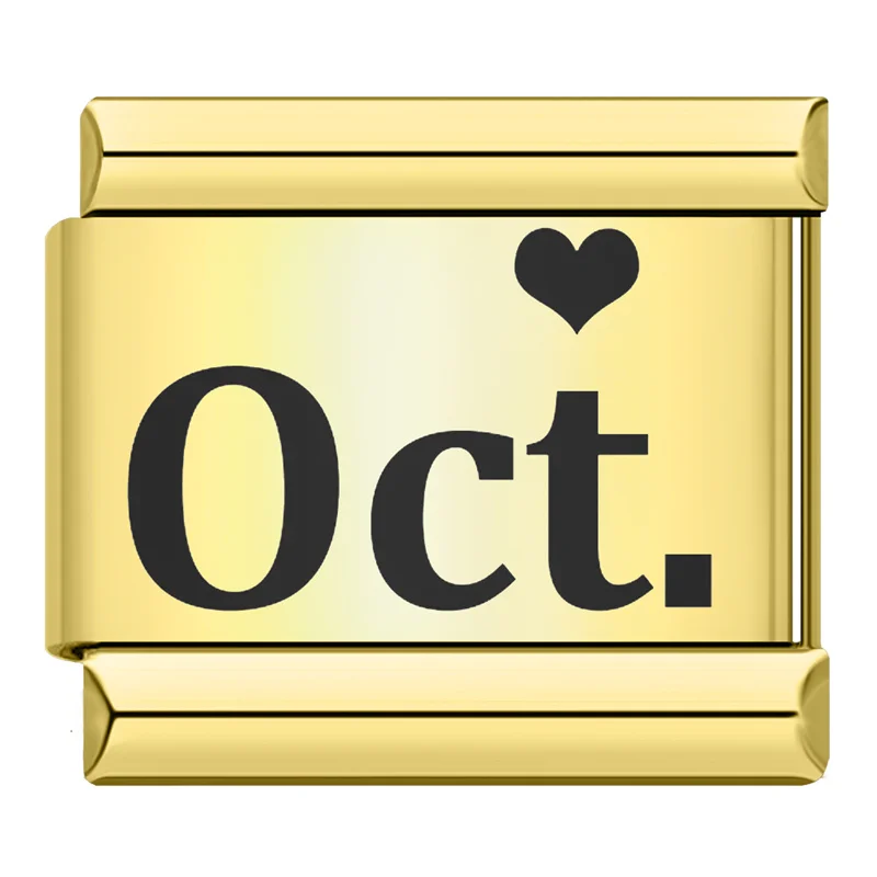 Gold Month Name Heart Italian Charm - Image 14