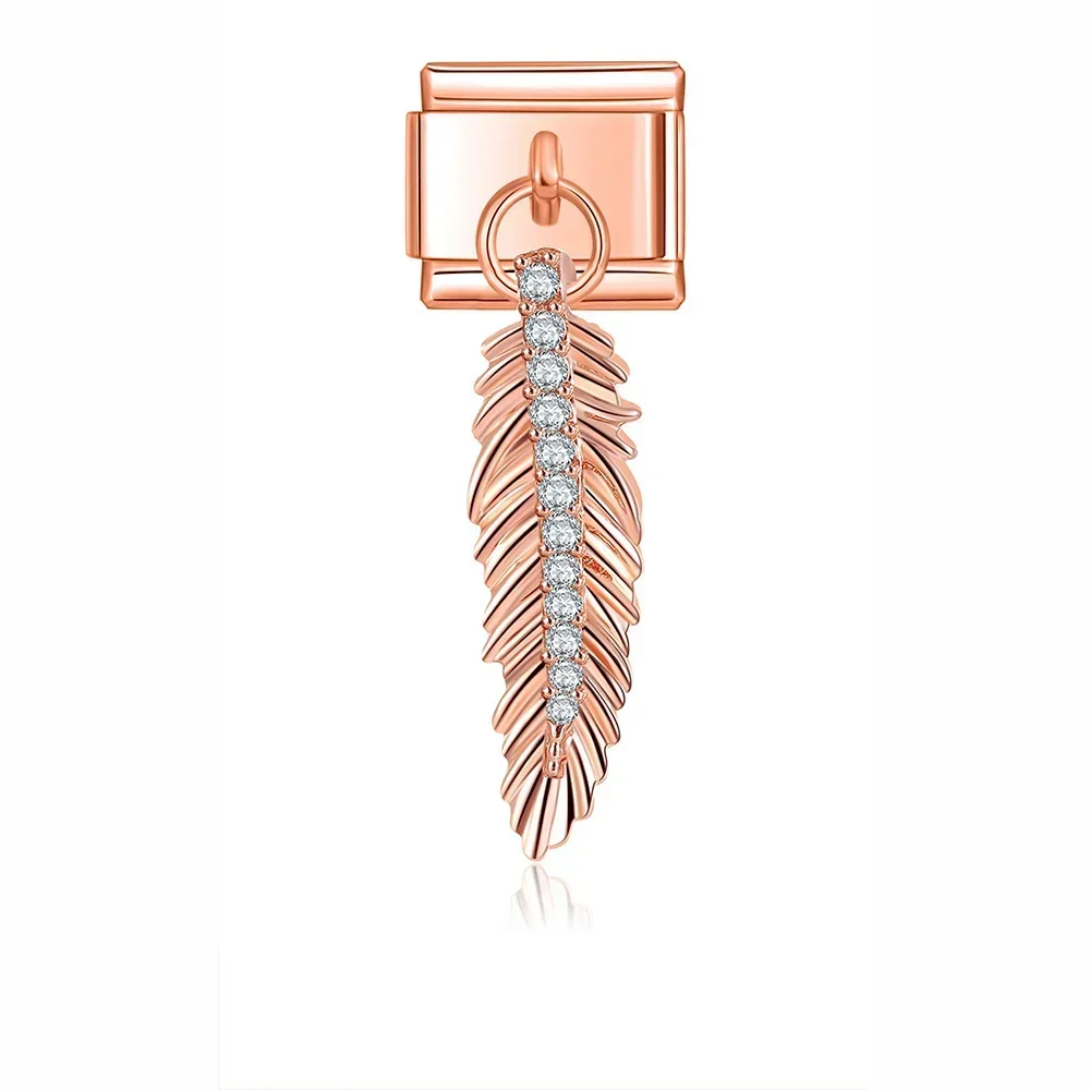 Heart, Rainbow and Feather Dangle Italian Charms - Image 11