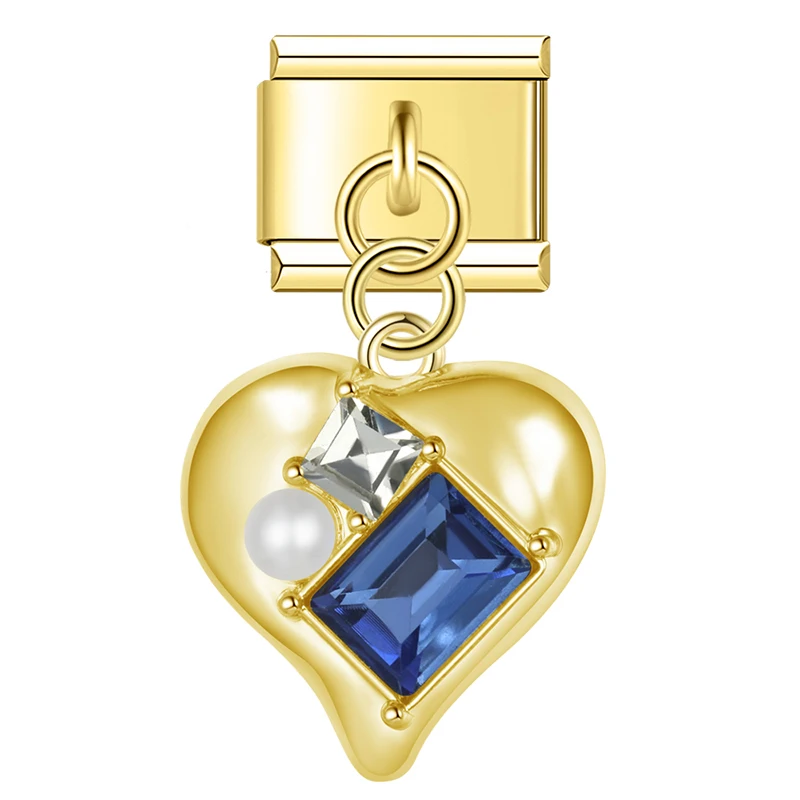 Opal Heart and Sunburst Dangle Italian Charms - Image 11
