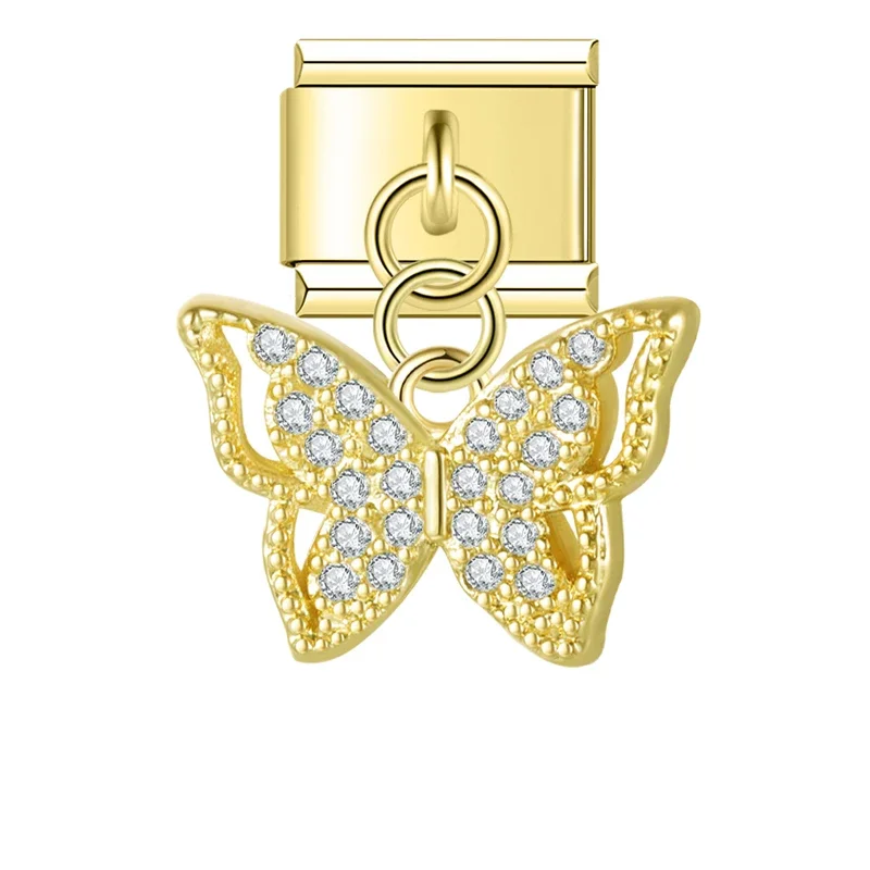 Crystal Butterfly and Elephant Dangle Italian Charms - Image 14