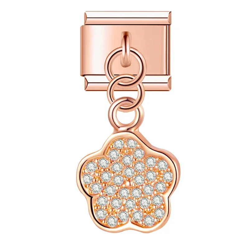 Rose Gold Crystal Symbol Dangle Italian Charms - Image 10