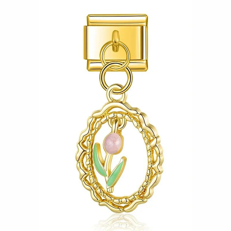 Moonstone Tulip and Heart Dangle Italian Charms - Image 12
