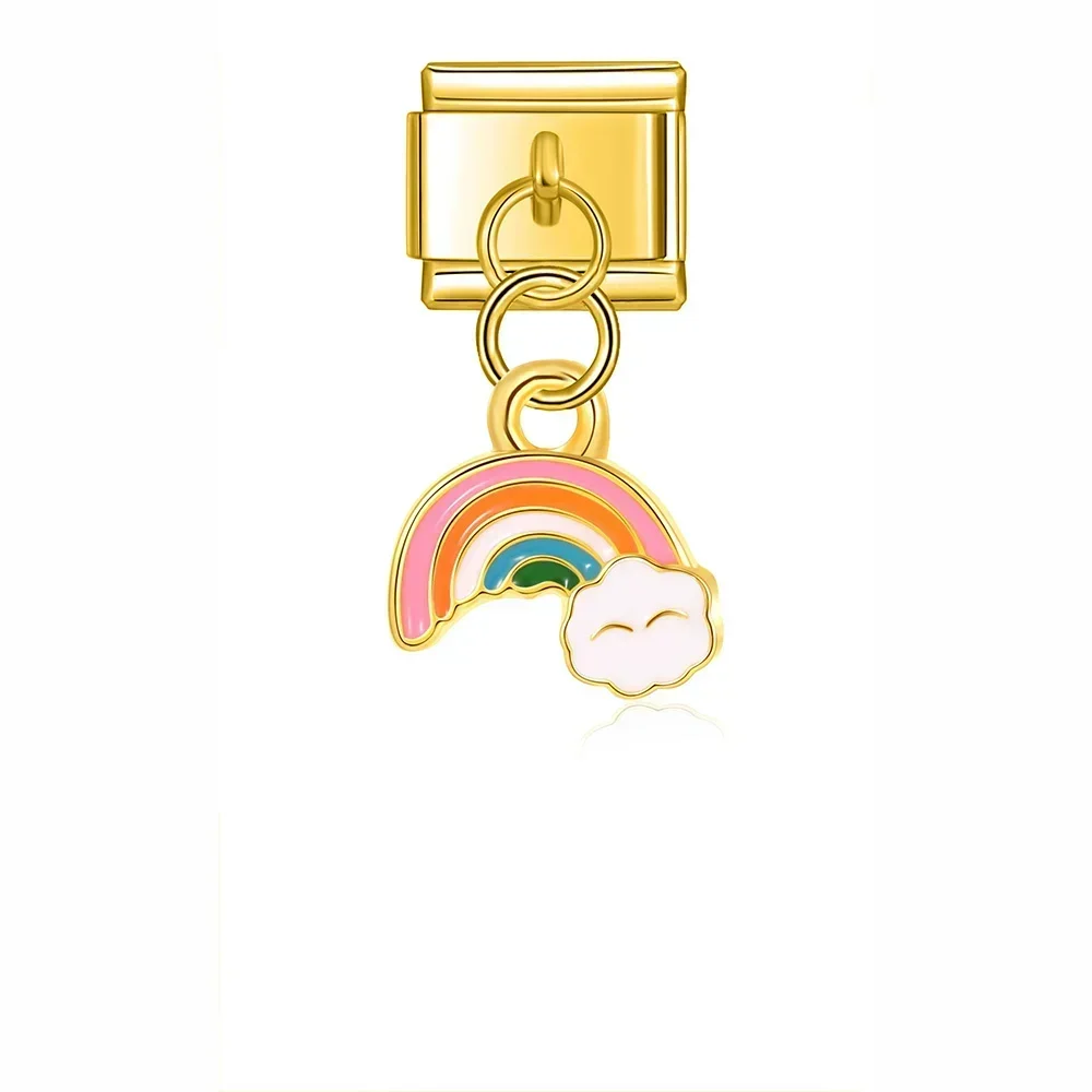 Heart, Rainbow and Feather Dangle Italian Charms - Image 10