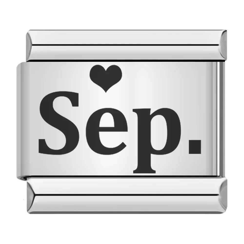 Month Name Heart Italian Charm - Image 12