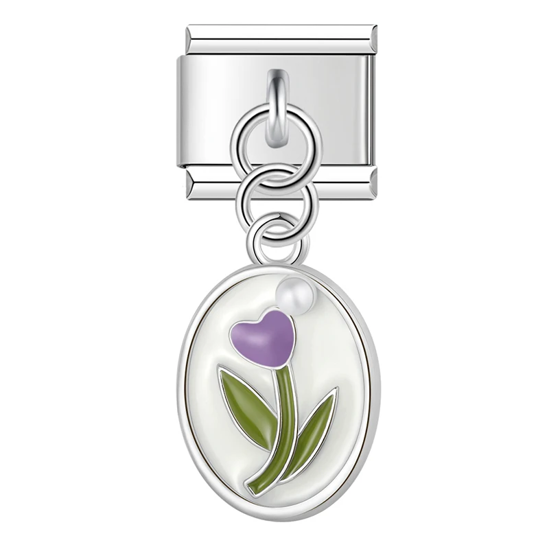Tulip Cameo Dangle Italian Charms - Image 5