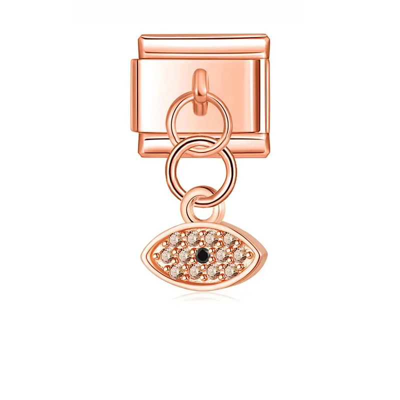 Crystal Eye, Hamsa and Lips Dangle Italian Charms - Image 4
