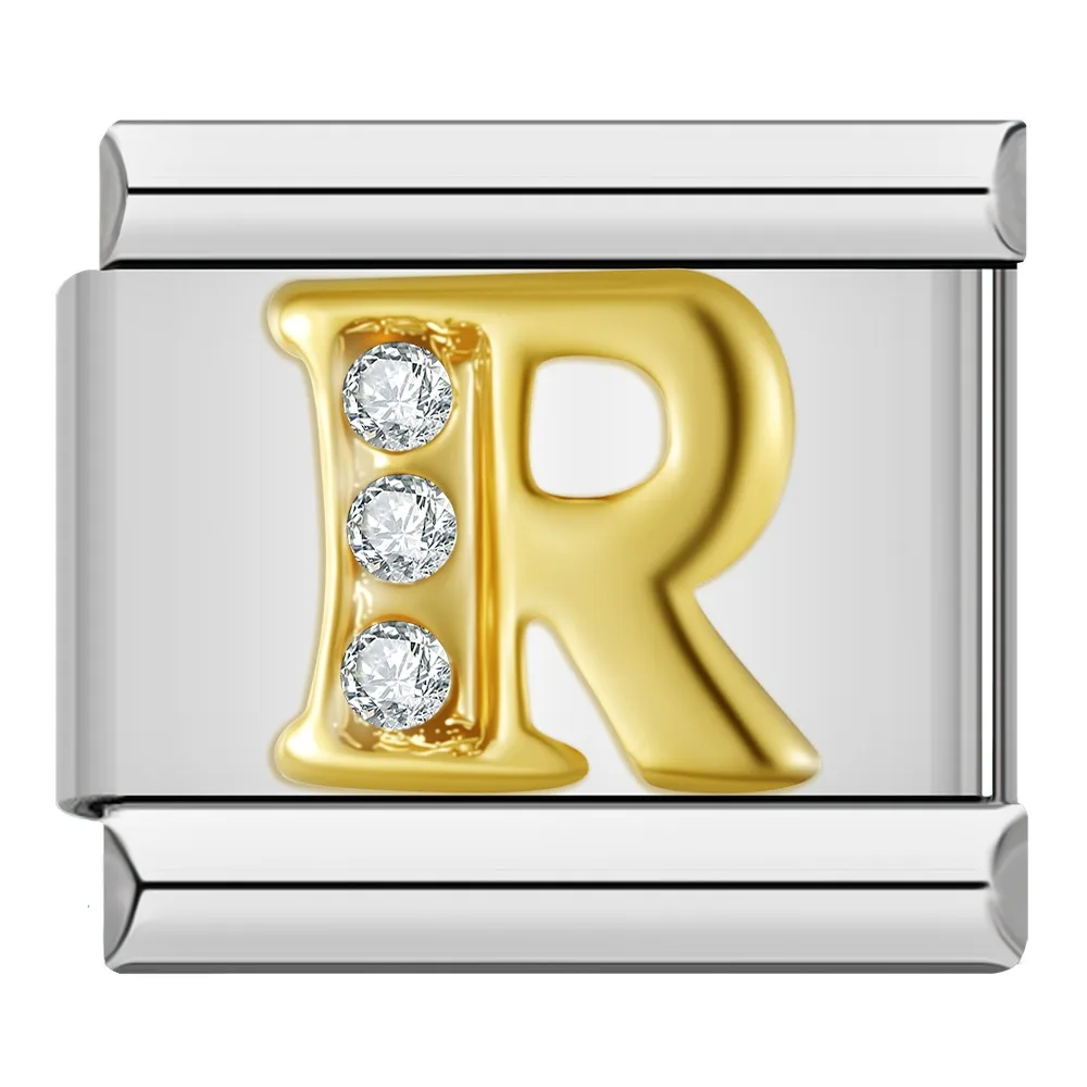 Gold Crystal Letter Italian Charms A to Z - Image 2