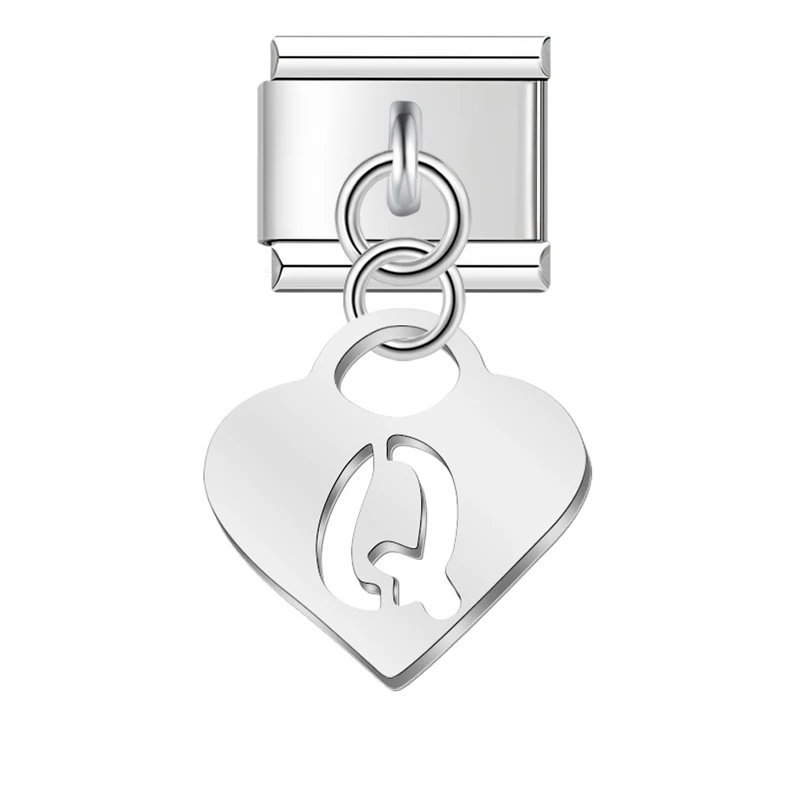 Silver Heart Initial Dangle Italian Charms - Image 8